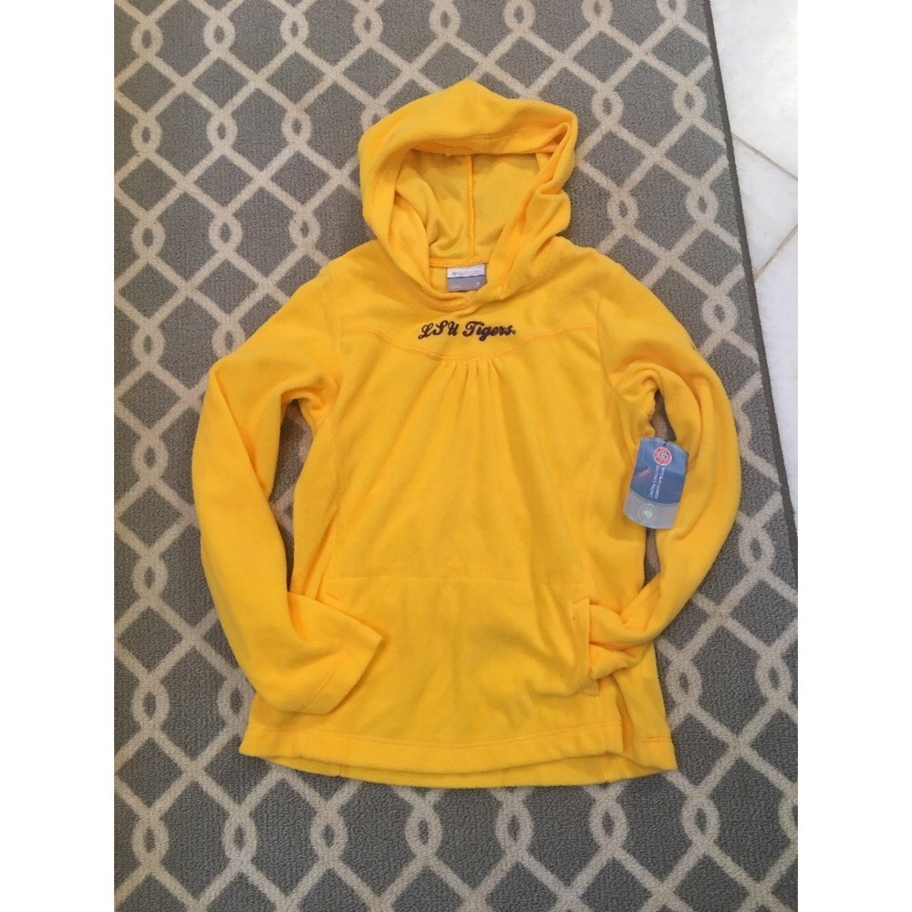 Columbia Girls LSU Tigers Fleece Pullover Hoodie Yellow Size M 10/12 NWT